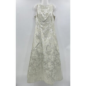 VTG Y2K Maurices Floral Prom Maxi Dress 12 Pastel Green Fairy Sparkle Whimsical